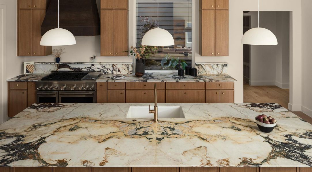 Close up of Calacutta Monet Marble countertops Close up of Calacutta Monet Marble countertops