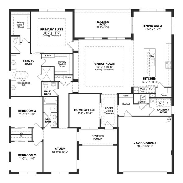 2D floor plan layout for the Annapolis by K. Hovnanian® Homes in Tattersall, Ormond Beach, FL (Image 3).