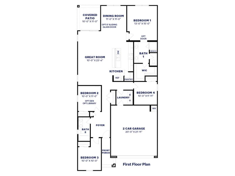 2D floor plan layout for the Plan by D.R. Horton in The Ridge at Stone Butte, Phoenix, AZ (Image 3).