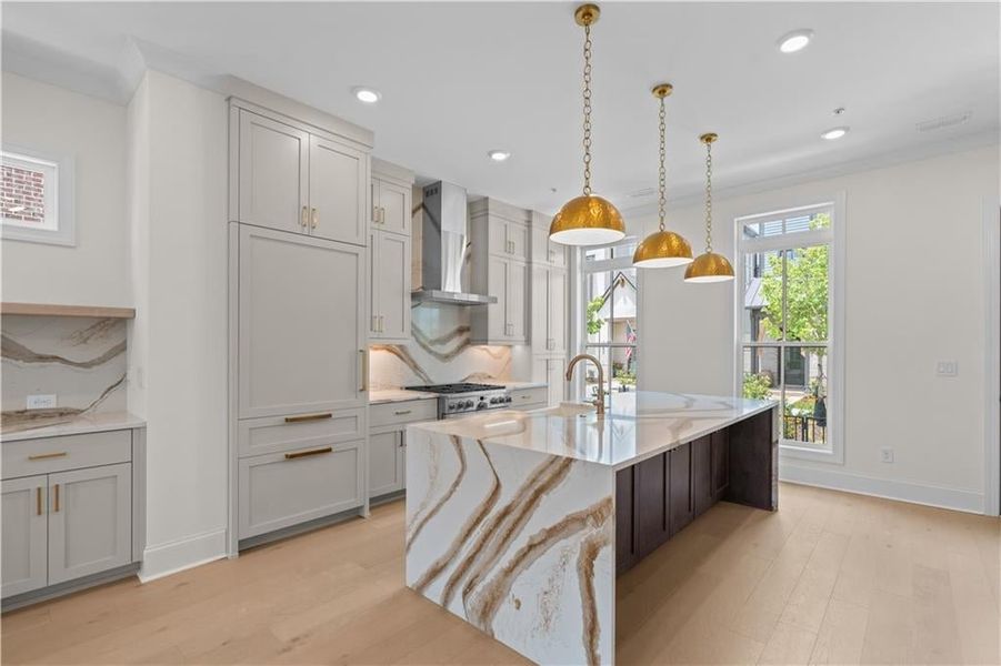 THE ISLAND IS THE PERFECT SPOT TO RELAX WITH A BEVERAGE AND DINNER, FOR GUESTS TO GATHER AROUND OR FANTASTIC SPACE FOR MEAL PREP. THE ISLAND IS THE PERFECT SPOT TO RELAX WITH A BEVERAGE AND DINNER, FOR GUESTS TO GATHER AROUND OR FANTASTIC SPACE FOR MEAL PREP.