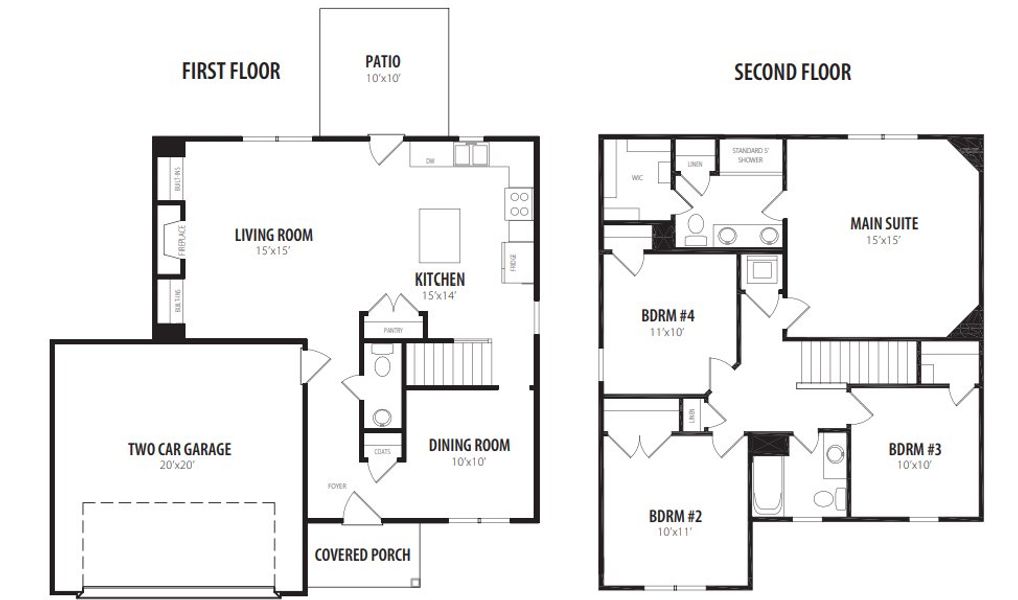 2D floor plan layout for the Yosemite by RiverWILD Homes in Brodie Rose Landing, Smithfield, NC (Image 2). 2D floor plan layout for the Yosemite by RiverWILD Homes in Brodie Rose Landing, Smithfield, NC (Image 2).