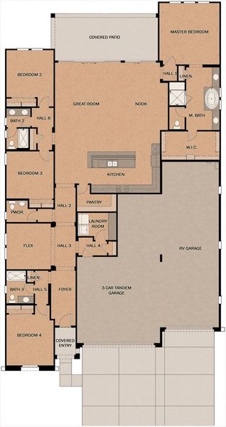 2D floor plan layout for the Tide's Wharf by Fulton Homes in Sonoma Coast, Queen Creek, AZ (Image 3). 2D floor plan layout for the Tide's Wharf by Fulton Homes in Sonoma Coast, Queen Creek, AZ (Image 3).
