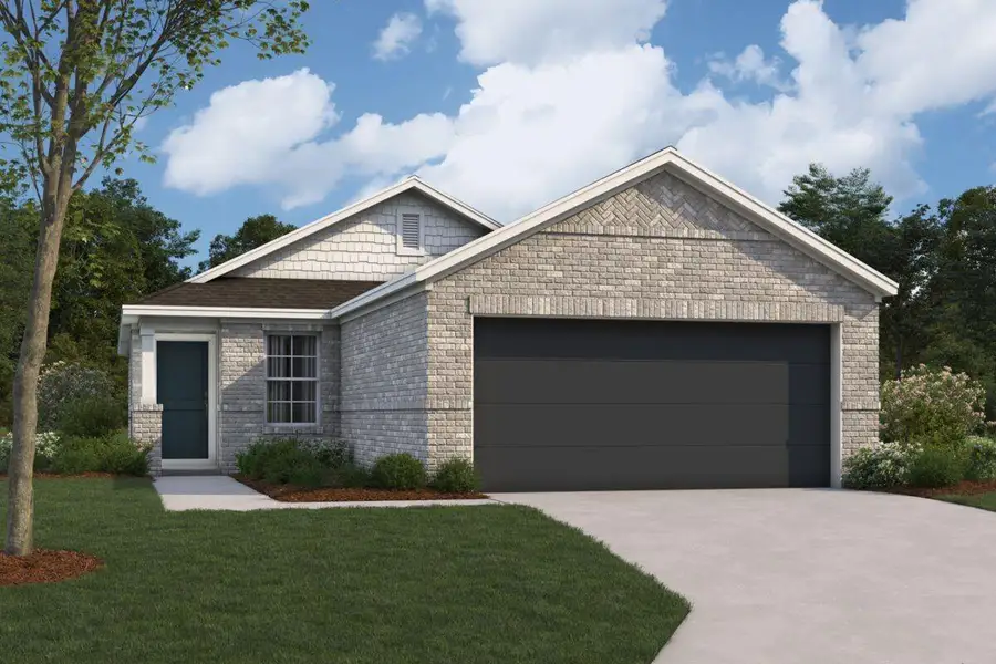 Front exterior of a new home in Indian Springs, Crosby, TX, highlighting curb appeal (Image 1).