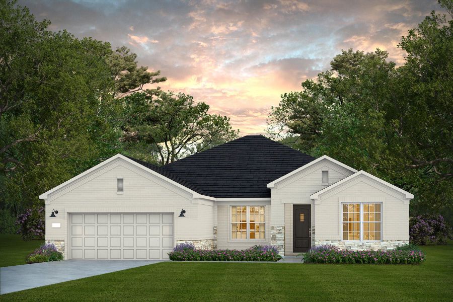 Representative exterior photo of a completed home built from the Stellar by Del Webb in Del Webb Fulshear, Fulshear, TX (Image 25). Representative exterior photo of a completed home built from the Stellar by Del Webb in Del Webb Fulshear, Fulshear, TX (Image 25).