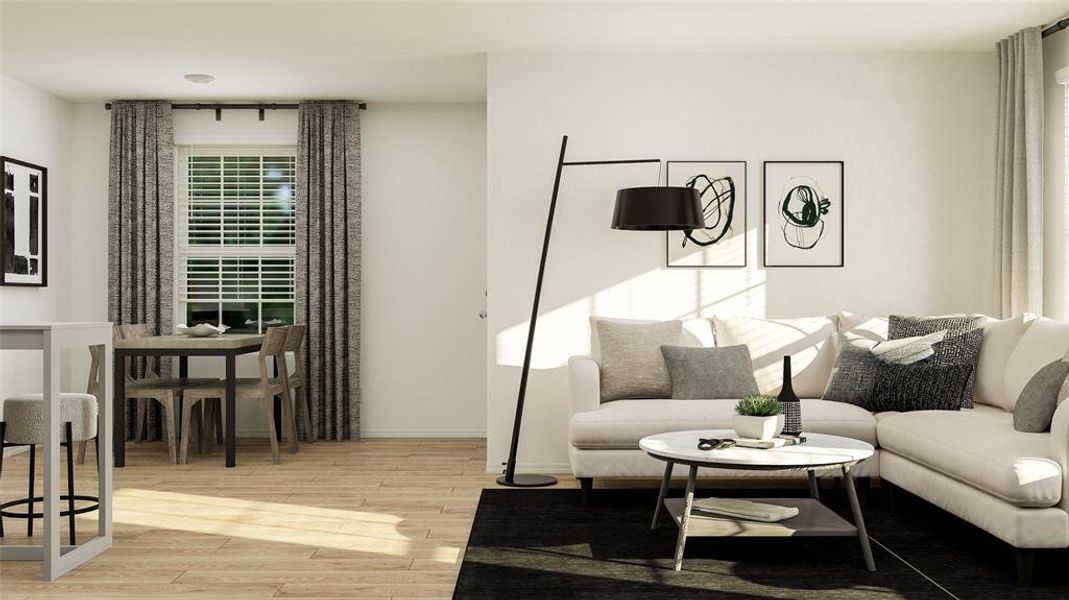 Living room featuring light hardwood / wood-style flooring