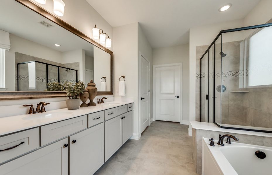 Separate shower and tub in owner's private bath