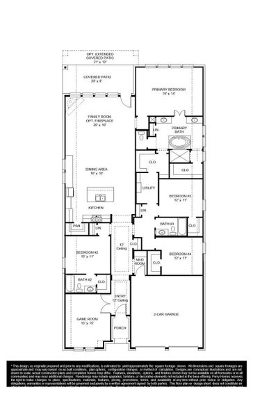 2D floor plan layout of this home in Two Step Farm, Montgomery, TX (Image 2).