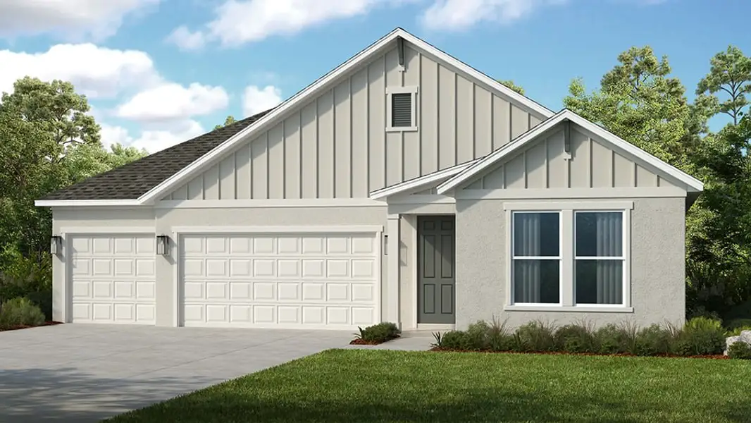 Representative exterior photo of a completed home built from the Bainbridge by Taylor Morrison in Coasterra Community Group Page, Palmetto, FL (Image 18).