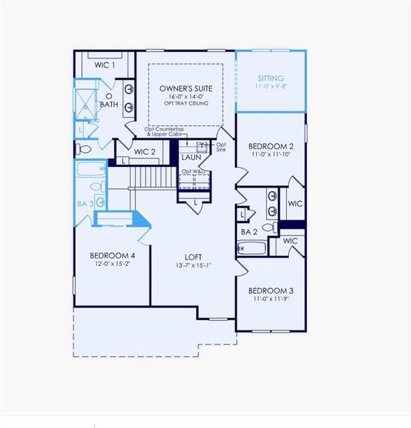 2D floor plan layout of this home in Sierra Creek, Hoschton, GA (Image 3).