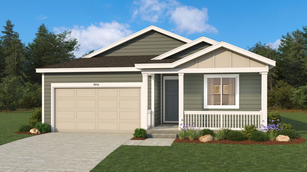 Representative exterior photo of a completed home built from the Charleston by DRB Homes in Trevenna, Windsor, CO (Image 1). Representative exterior photo of a completed home built from the Charleston by DRB Homes in Trevenna, Windsor, CO (Image 1).