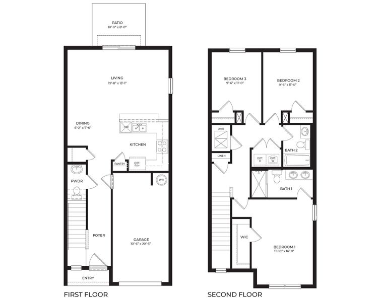 2D floor plan layout for the Pearson End Unit by D.R. Horton in Tortuga Cay, Satellite Beach, FL (Image 2).