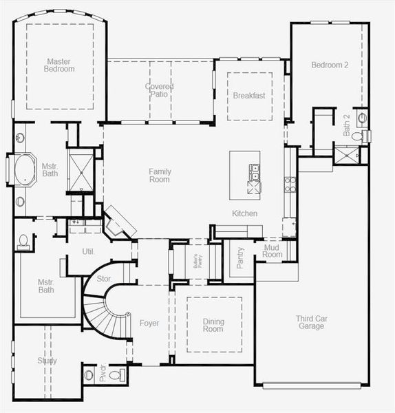 2D floor plan layout of this home in Valencia 70', Manvel, TX (Image 5).