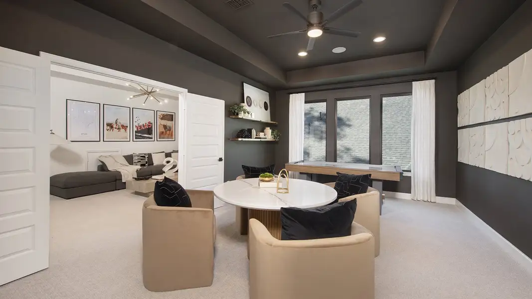 Representative furnished interior of a home built from the 3593W by Perry Homes in The Highlands, Porter (Image 15).
