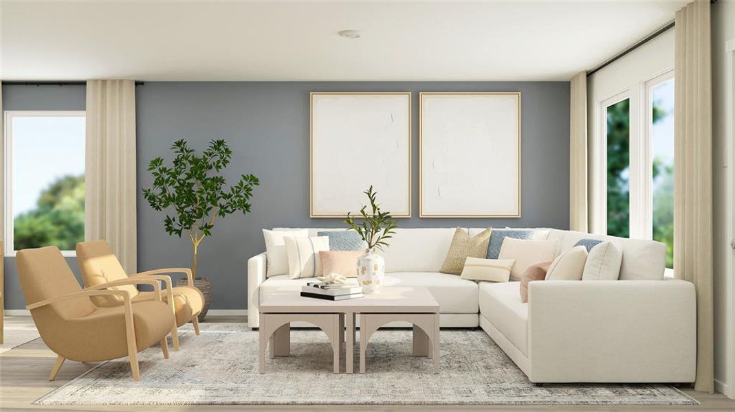 Furnished interior view inside a new home in Creekview: Fossil Ridge Cottage, Pilot Point (Image 24). Furnished interior view inside a new home in Creekview: Fossil Ridge Cottage, Pilot Point (Image 24).