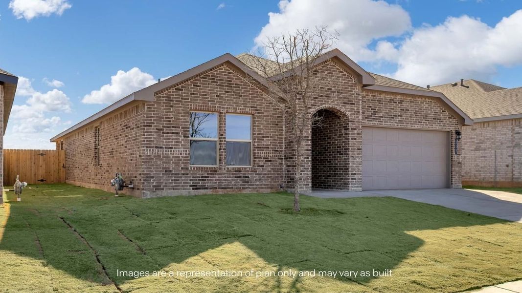 Front exterior of a new home in Overlook West, Wolfforth, TX, highlighting curb appeal (Image 14).