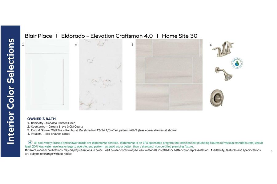 Actual Selections--May not be changed or modified in any way