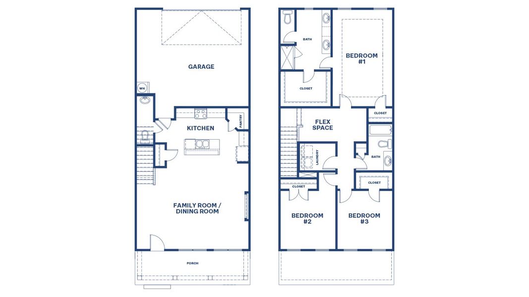 2D floor plan layout for the AnsonTH by D.R. Horton in Brookland Commons, Monroe, GA (Image 3).