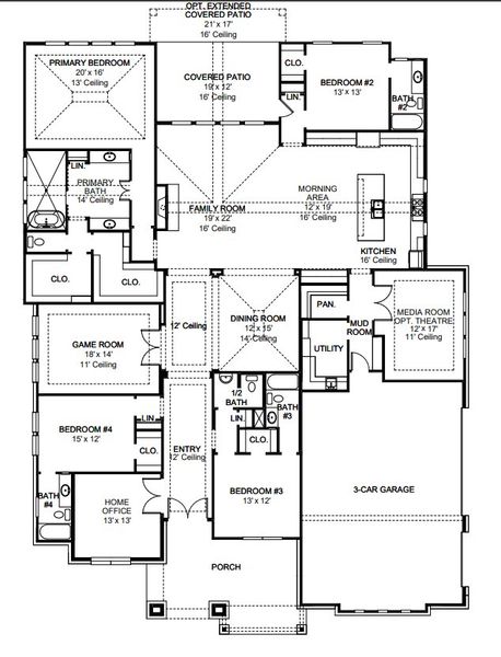 2D floor plan layout of this home in Enchanted Creek 1 Acre, Lucas, TX (Image 4). 2D floor plan layout of this home in Enchanted Creek 1 Acre, Lucas, TX (Image 4).