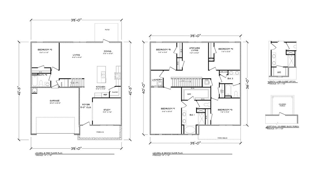 2D floor plan layout for the Carol by D.R. Horton in Holley Grove at Peach Creek, Santa Rosa Beach, FL (Image 3).