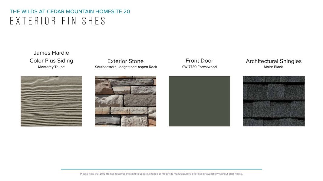 Sample of building materials used in homes in The Wilds at Cedar Mountain, Asheville (Image 25). Sample of building materials used in homes in The Wilds at Cedar Mountain, Asheville (Image 25).