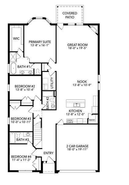 2D floor plan layout of this home in Country Lakes, Denton, TX (Image 5).