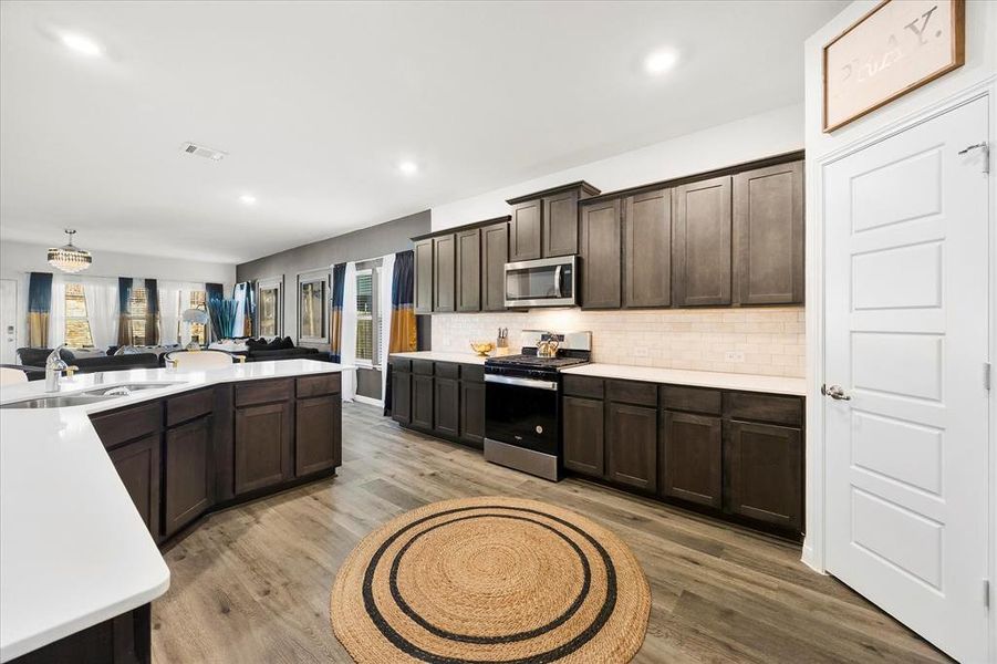 Chef's dream kitchen overlooks family room