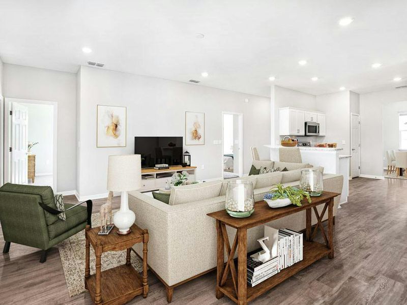Enjoy a sunny layout with an open gathering room and kitchen - Savannah by Highland Homes