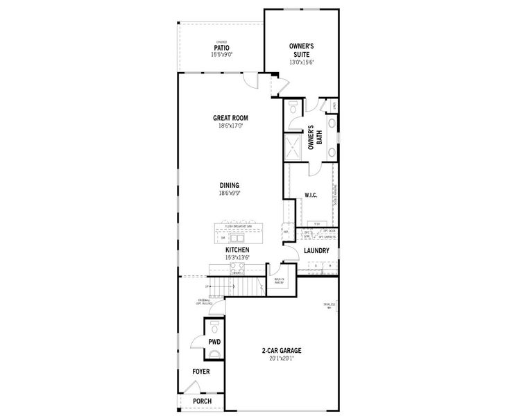 2D floor plan layout of this home in Walden Pond, Forney, TX (Image 4).