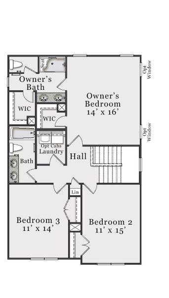 2D floor plan layout for the Metcalf by McKee Homes in Bedford, Raeford, NC (Image 11).