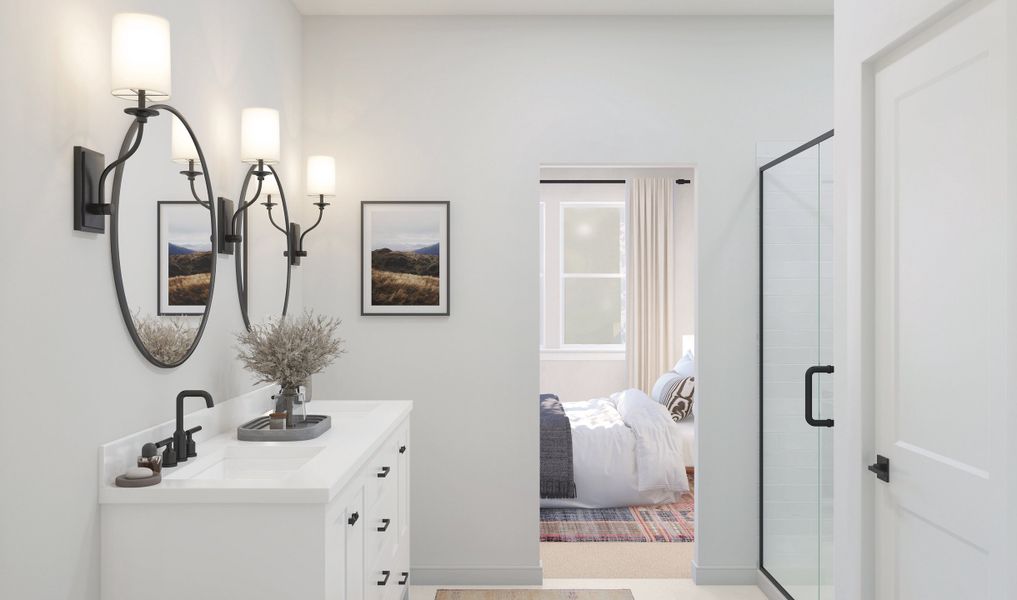 Primary bath with dual sinks