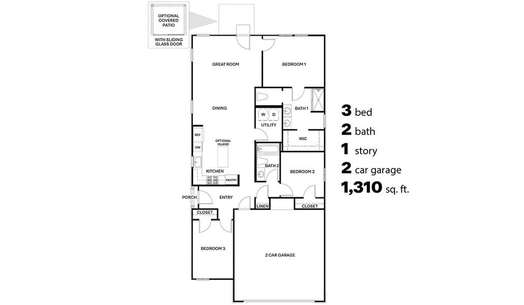2D floor plan layout for the Aloe - Plan C30A by D.R. Horton in Blackhawk, Tucson, AZ (Image 3).
