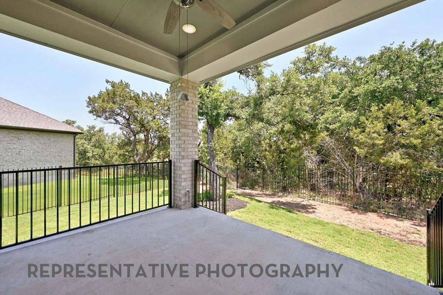 Exterior details and patio area of a home in 6 Creeks at Waterridge, Kyle (Image 2). Exterior details and patio area of a home in 6 Creeks at Waterridge, Kyle (Image 2).