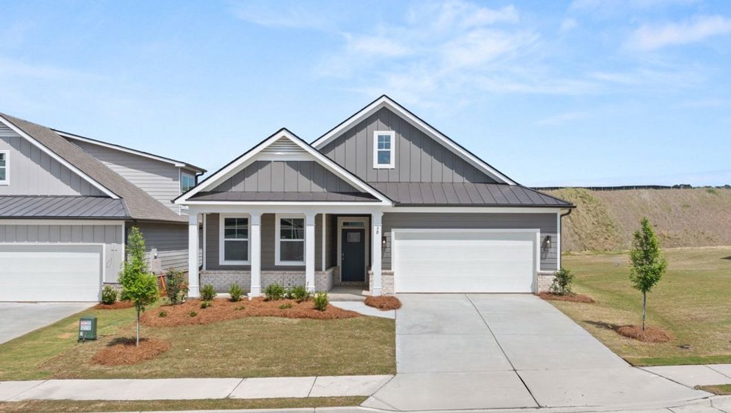 Representative exterior photo of a completed home built from the BRISTOL by D.R. Horton in Hamptons at Riverwood North, Dallas, GA (Image 1).
