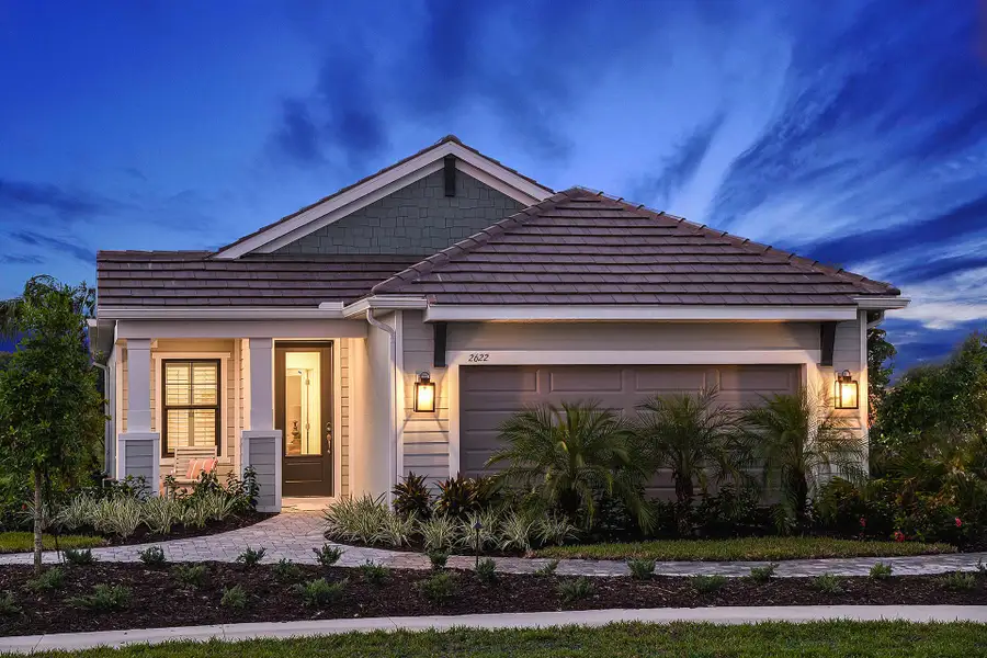 Representative exterior photo of a completed home built from the Dream 2 by Neal Communities in Windward, Sarasota, FL (Image 2). Representative exterior photo of a completed home built from the Dream 2 by Neal Communities in Windward, Sarasota, FL (Image 2).