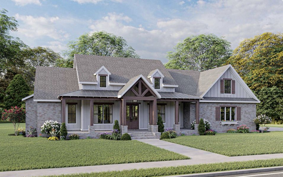 Representative exterior photo of a completed home built from the Jasper by Zeal Home Builders in Oak Water Ranch, Granbury, TX (Image 2). Representative exterior photo of a completed home built from the Jasper by Zeal Home Builders in Oak Water Ranch, Granbury, TX (Image 2).