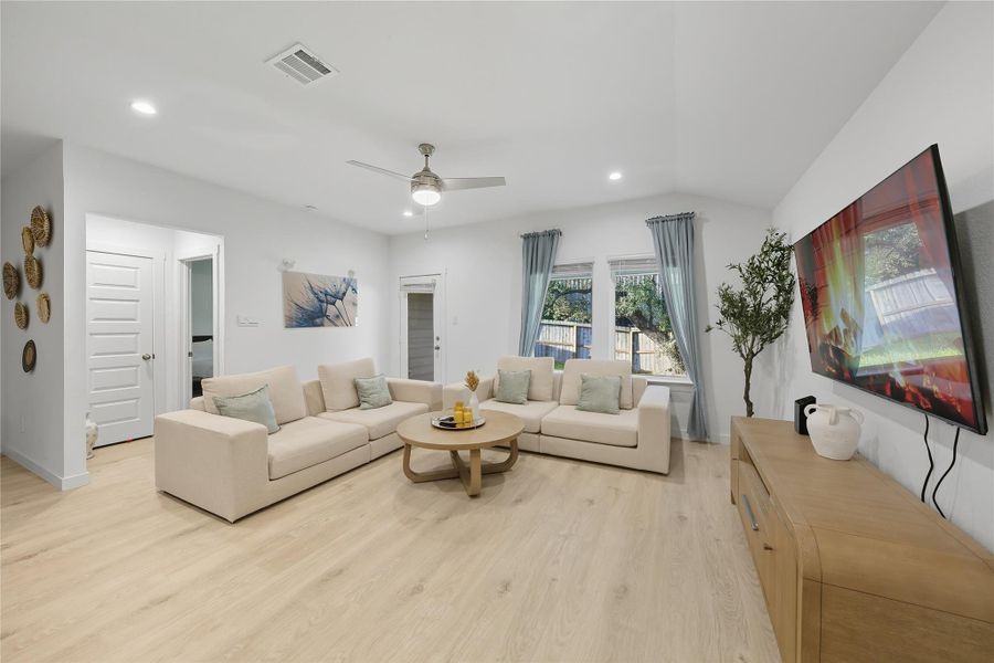 Furnished interior view inside a new home in Post Oak Pointe, Fresno (Image 3). Furnished interior view inside a new home in Post Oak Pointe, Fresno (Image 3).