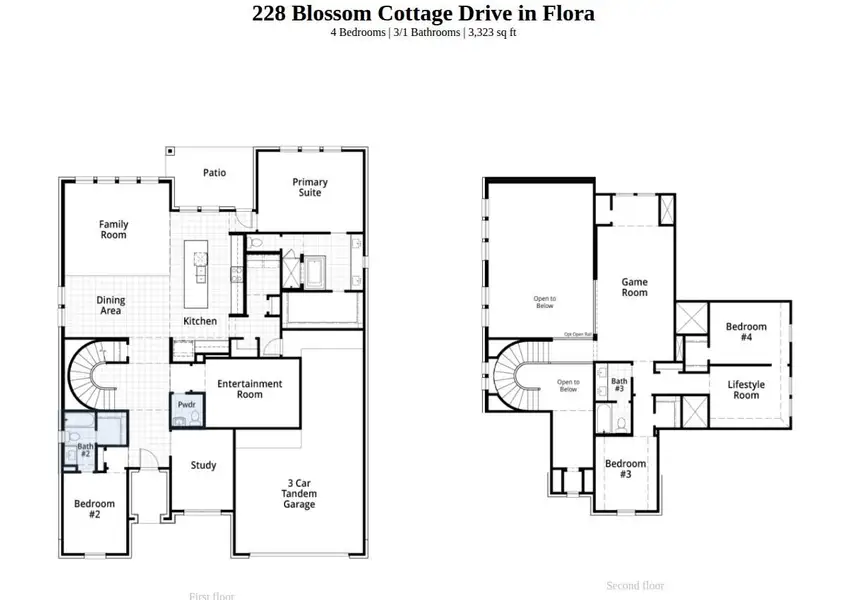 2D floor plan layout of this home in Flora, Hutto, TX (Image 4).