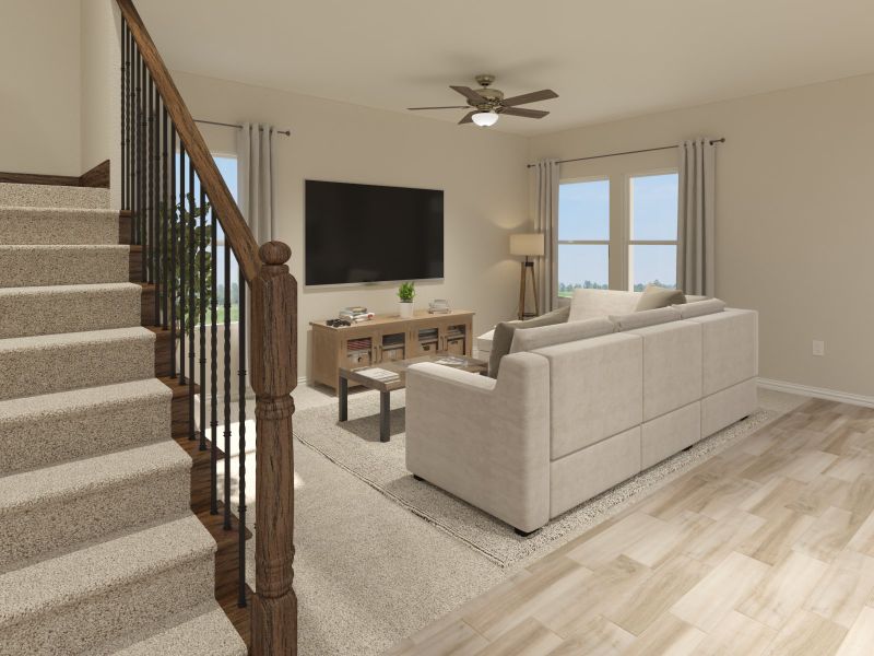Furnished interior view inside a new home in Trails at Cottonwood Creek, Rowlett (Image 5). Furnished interior view inside a new home in Trails at Cottonwood Creek, Rowlett (Image 5).