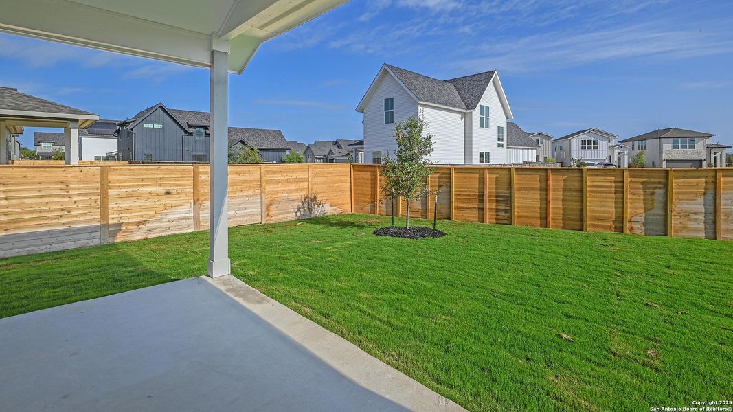 Exterior details and patio area of a home in Solms Landing 45', New Braunfels (Image 2).