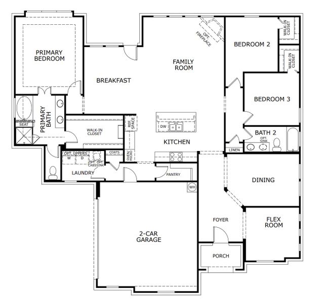 2D floor plan layout for the Concept 2199 by Risewell Homes in Massey Meadows, Midlothian, TX (Image 4).