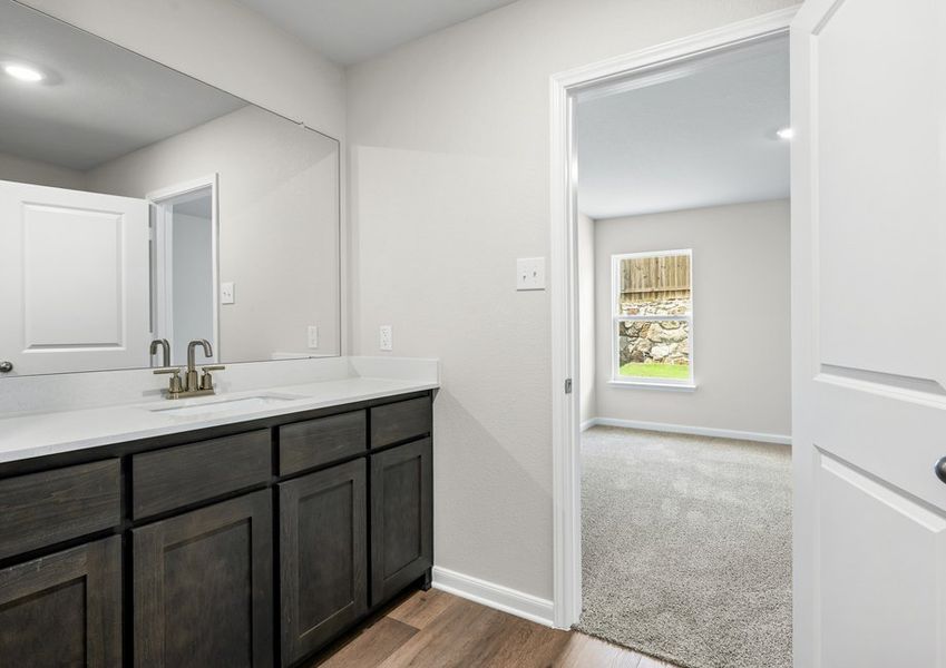 The master bathroom has a sprawling vanity space. The master bathroom has a sprawling vanity space.