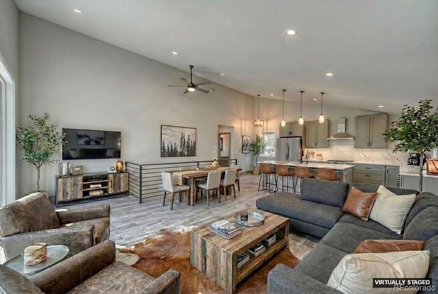 Great Room Kitchen Virtually staged
