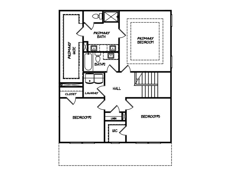 2D floor plan layout for the The Lakehurst by My Home Communities in Legends at Old Monroe, Monroe, GA (Image 4).