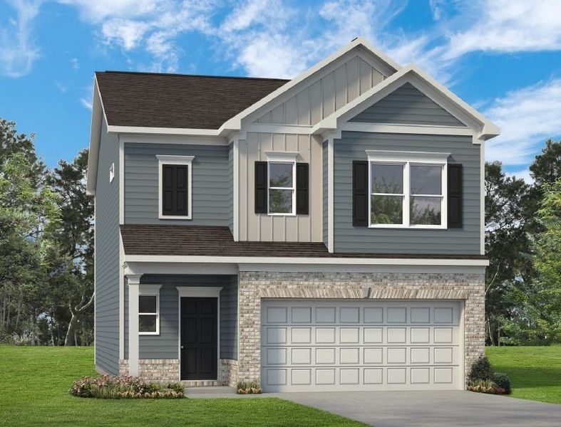 Front exterior of a new home in Ridgewood, Shelbyville, TN, highlighting curb appeal (Image 1).