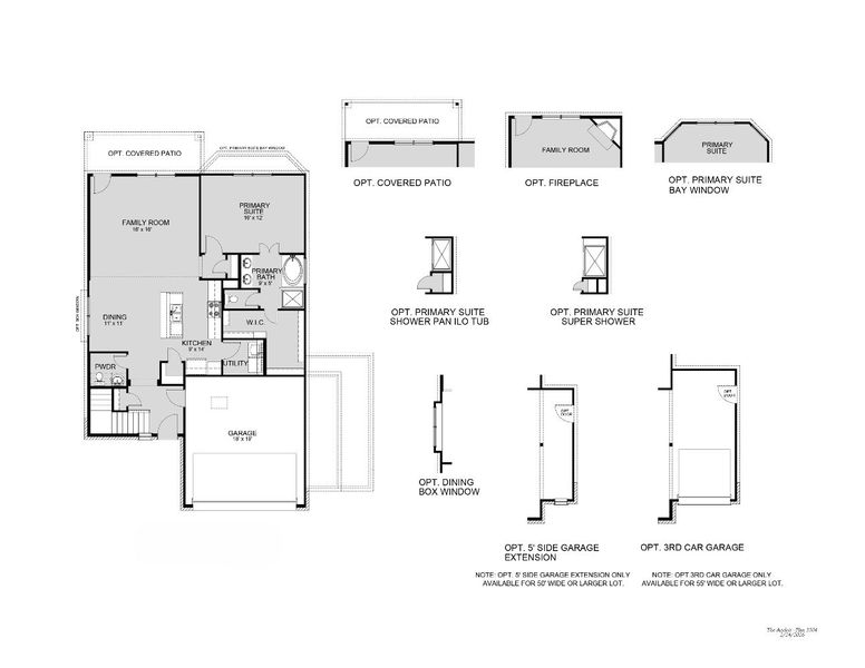 2D floor plan layout for the The Andria by Legend Homes in Cinco Lakes, San Antonio, TX (Image 3).