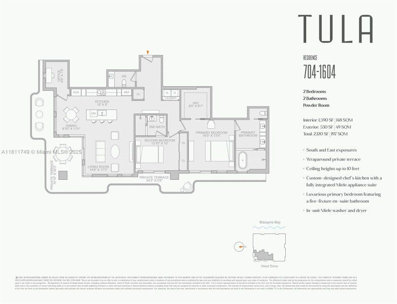 2D floor plan layout of this home in Tula Residences, North Bay Village, FL (Image 3). 2D floor plan layout of this home in Tula Residences, North Bay Village, FL (Image 3).