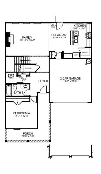 2D floor plan layout for the Edisto by D.R. Horton in Westport, York, SC (Image 2).