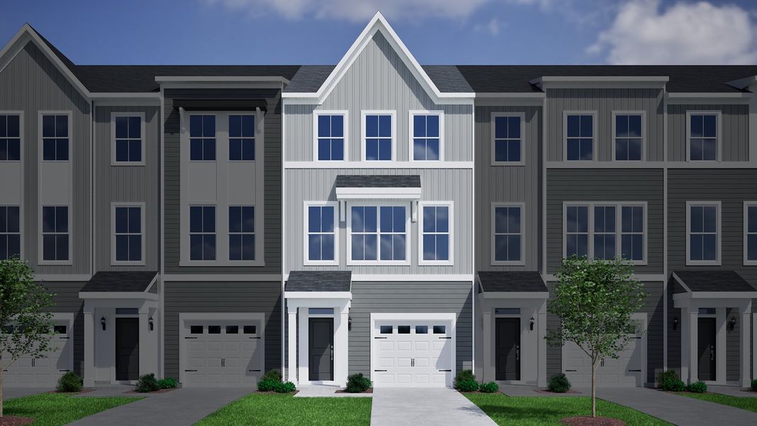 Representative exterior photo of a completed home built from the Daphne 3-Story 1-Car Garage - Vanguard Collection by Mungo Homes in Vista at Cane Bay, Summerville, SC (Image 13).