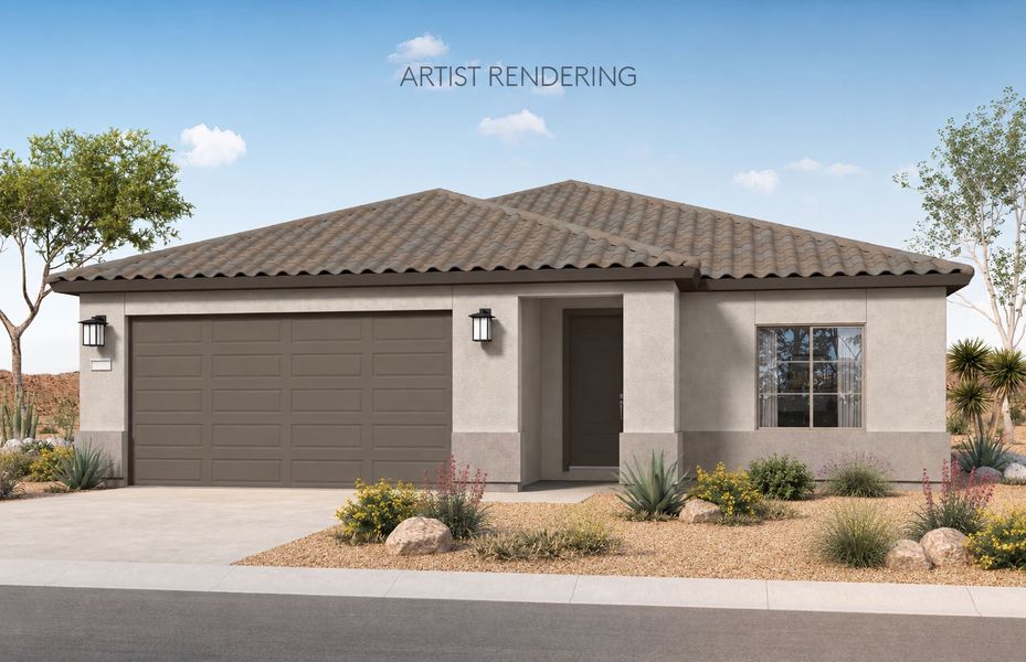 Representative exterior photo of a completed home built from the Lantana by Pulte Homes in San Madera, Buckeye, AZ (Image 2). Representative exterior photo of a completed home built from the Lantana by Pulte Homes in San Madera, Buckeye, AZ (Image 2).