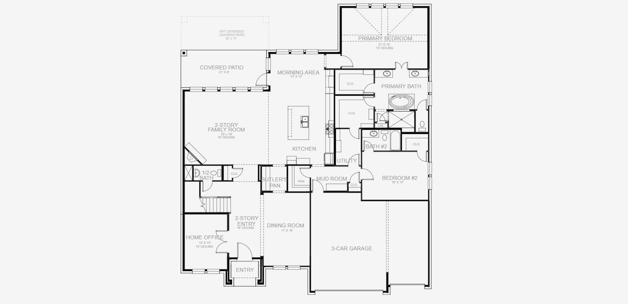 2D floor plan layout for the 4263W by Perry Homes in Jubilee 80', Hockley, TX (Image 4). 2D floor plan layout for the 4263W by Perry Homes in Jubilee 80', Hockley, TX (Image 4).